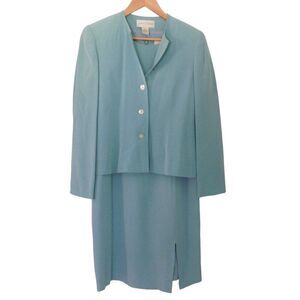 VTG Casual Corner Sleeveless Silk Dress and‎ Jacket Lined Womens Sz 2 4 Green